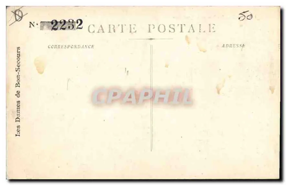 Marselha - Rue de la République — vista animada com bondinho e calçada — editoras Les Dames de Bon-Secours, n° 2232 - Verso