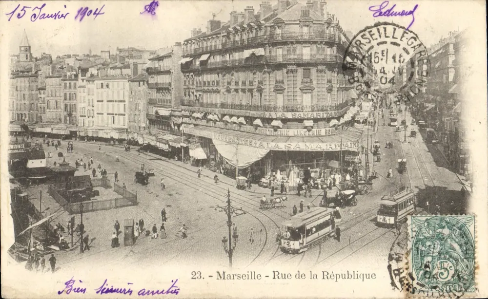 Marseille - Rue de la République — uitzicht op de Samaritaine — anoniem uitgever, n° 23 - Voorkant