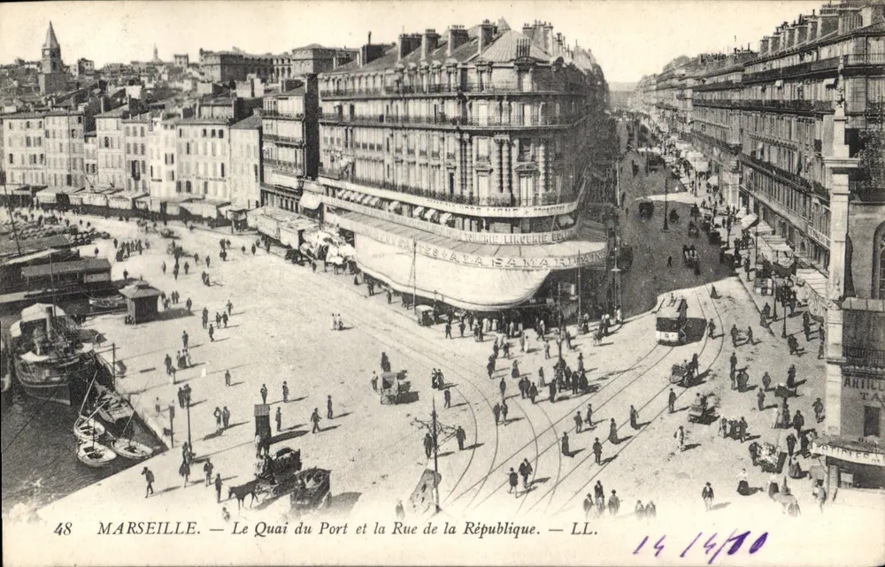 Marseille — Der Hafenkai und die Straße der Republik — LL, Nr. 48 - Vorderseite