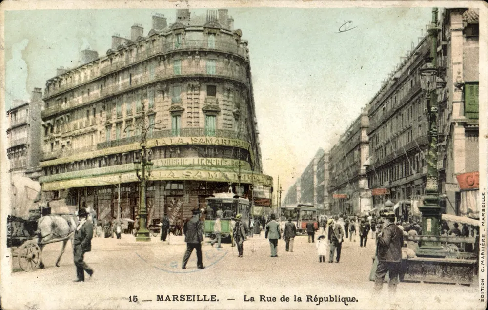 Marseille — A Rua da República — Edição C. Marière - Frente