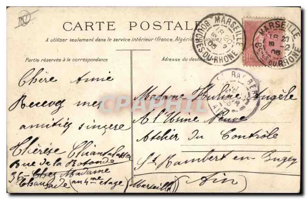 Marseille — A Rua da República — Edição C. Marière - Verso