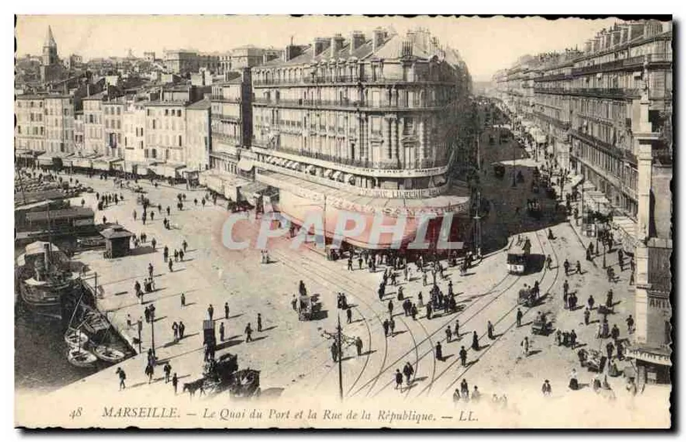 Marseille — Der Hafenkai und die Straße der Republik — LL. - Vorderseite