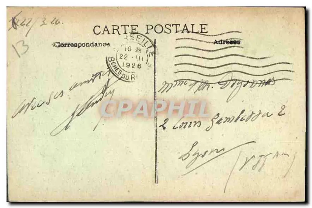 Marselha — Rue de la République — editor desconhecido, n° de série não visível - Verso