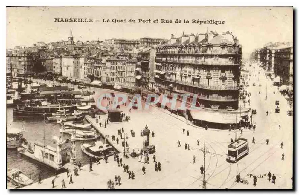 Marseille — Der Quai du Port und Rue de la République — Verlag unbekannt - Vorderseite