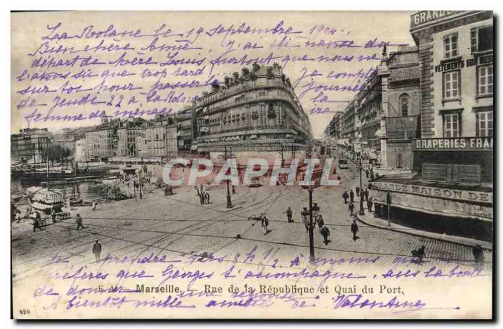 Marseille — Rue de la République und Quai du Port — unbekannter Verlag, Nr. 926 - Vorderseite