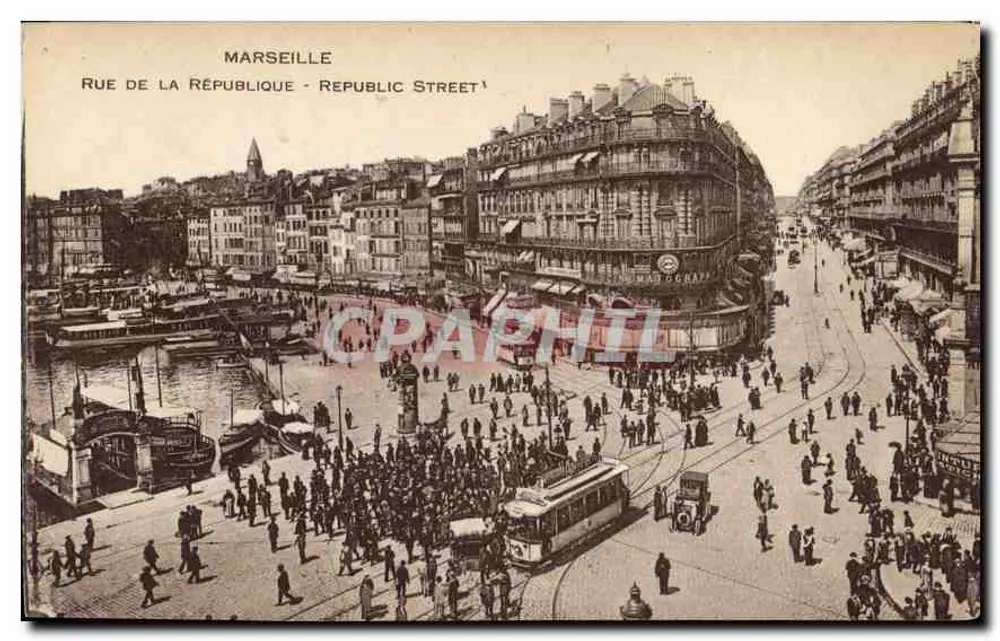 Marselha — Rue de la République — Republic Street — editor não identificado - Frente