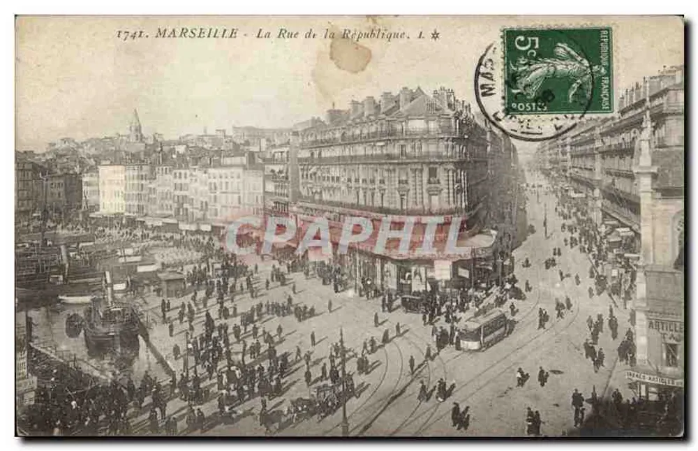Marseille - A Rua da República — editor 1741, n°1 - Frente