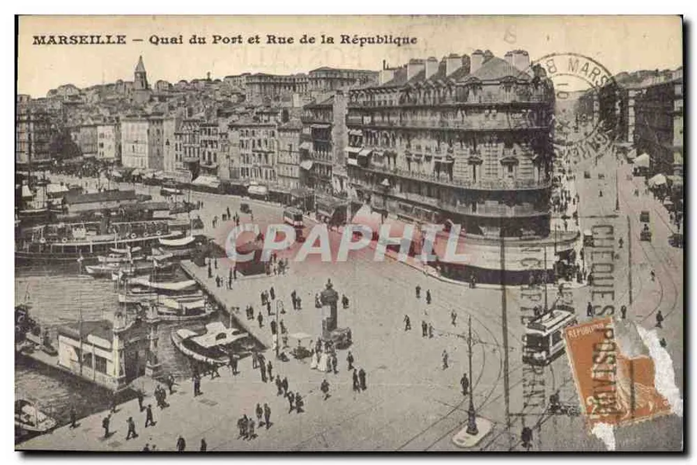 MARSEILLE — Quai du Port und Rue de la République — Verlag nicht sichtbar - Vorderseite