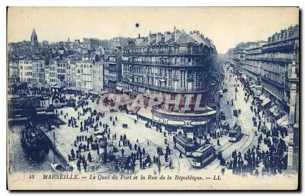 Marseille — Der Hafenquai und die Straße der Republik — LL - Vorderseite