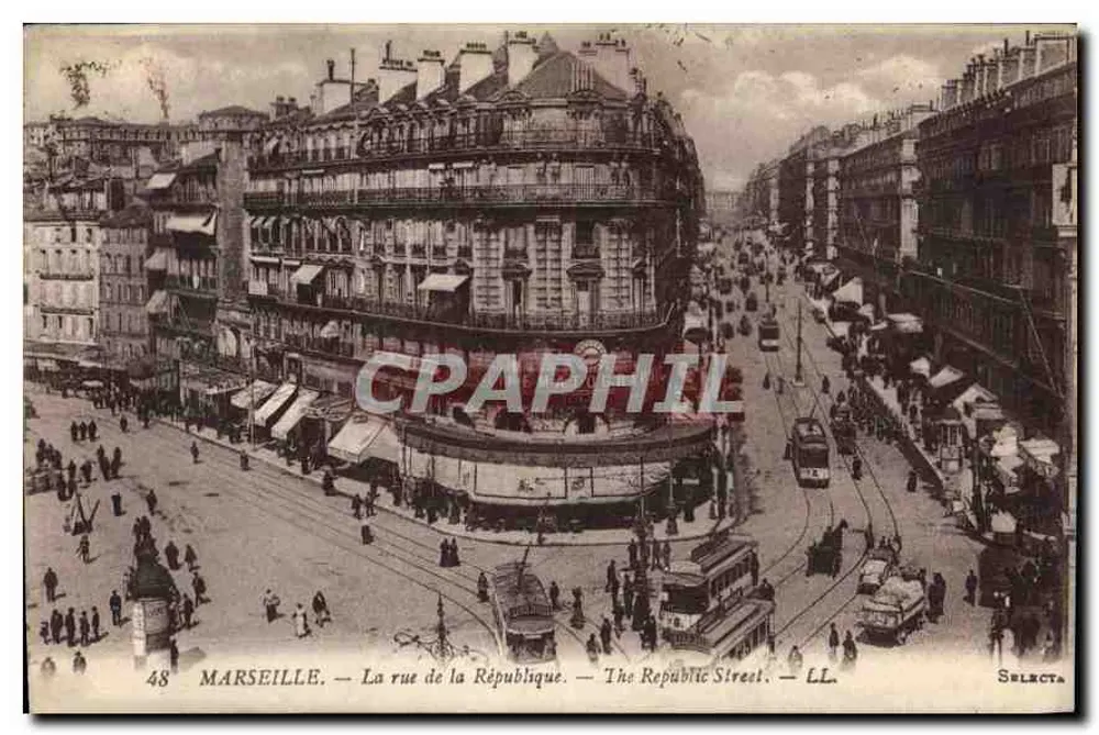 Marseille — A rua da República — editor SELECTA, n°48 - Frente