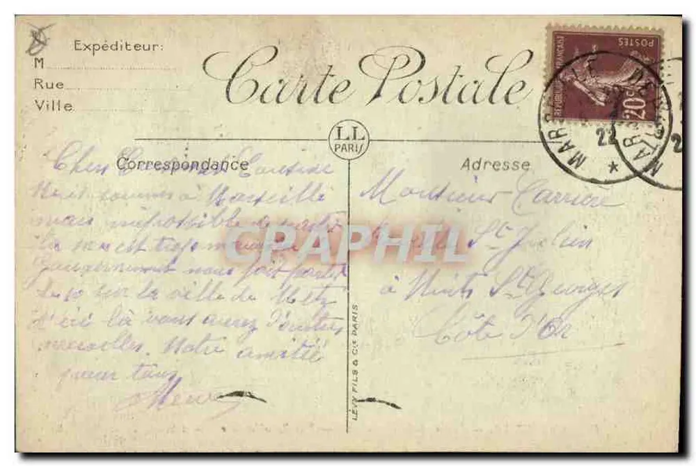 Marseille — A rua da República — editor SELECTA, n°48 - Verso