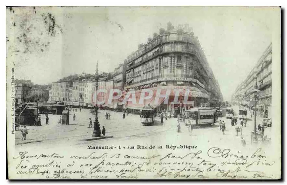 Marselha — Rue de la République — Fototipia E. Launay, 19e rue Thudanah - Frente