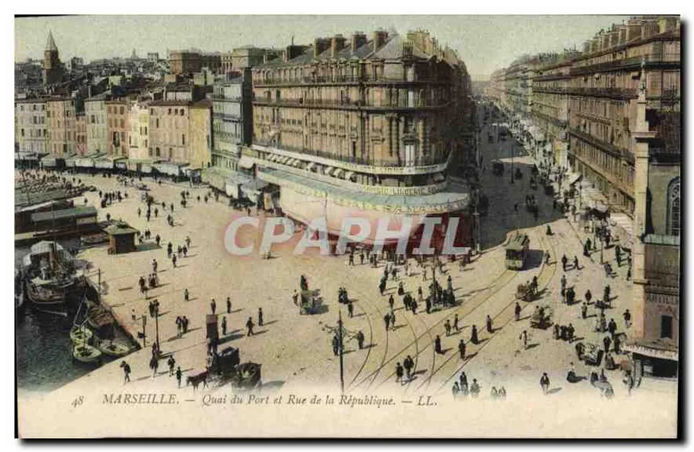 Marseille — Kai des Hafens und Rue de la République — LL. - Vorderseite