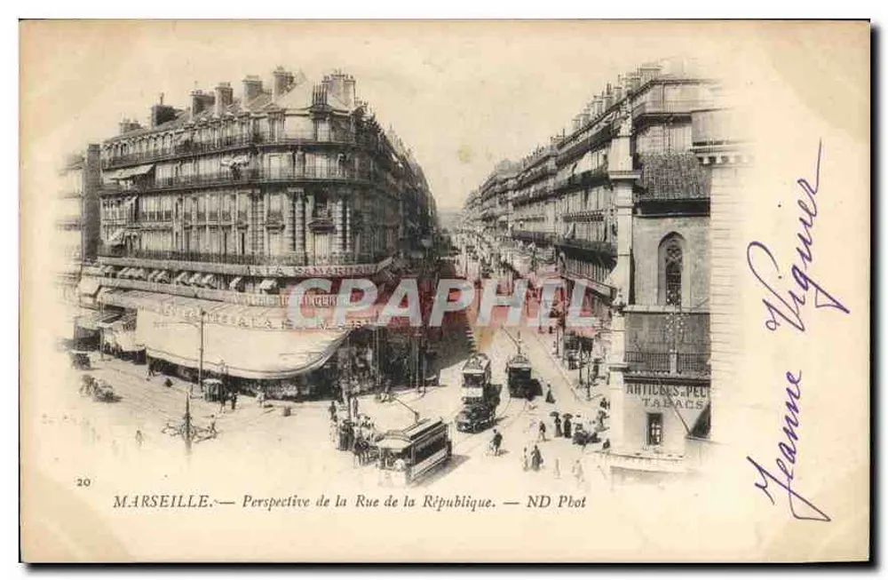 Marselha — Perspectiva da Rue de la République — ND Phot - Frente