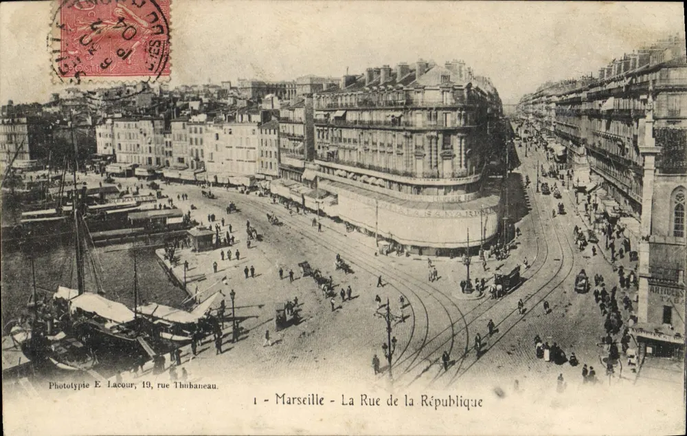 Marselha - A Rua da República — Fototipia E. Lacour, 19, rua Thubaneau - Frente