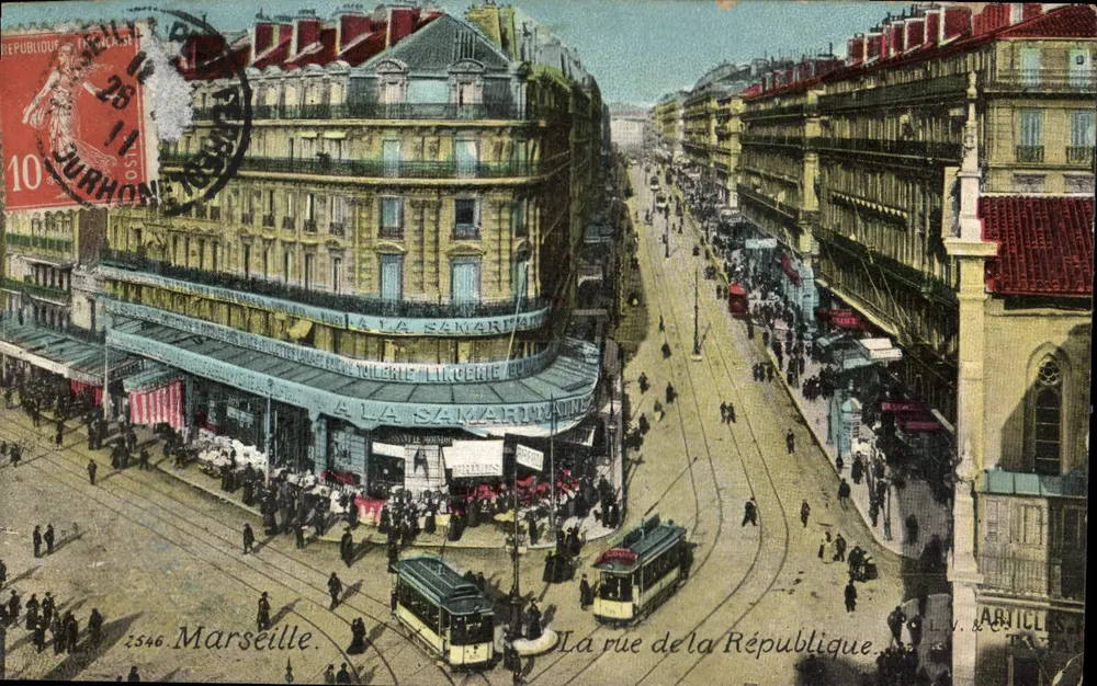 Marsella — La rue de la République — Editor V. & Cie, n° 2546 - Anverso