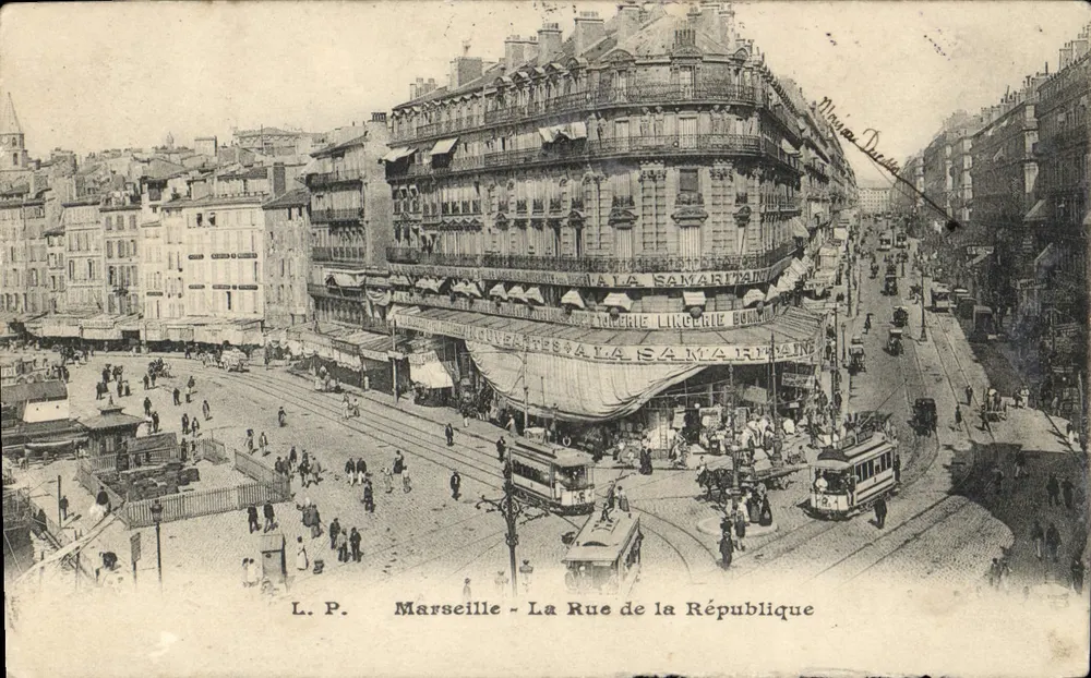 Marseille - A Rue de la République — vista da galeria Samaritaine — L.P. editor - Frente