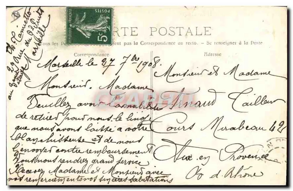 Marselha — Rue de la République — editor desconhecido, n°1 - Verso