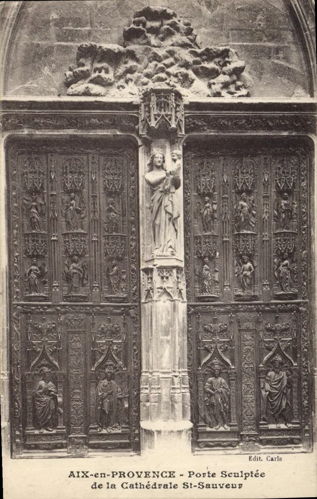 Aix-en-Provence — Geschnitzte Tür der Kathedrale St-Sauveur — Edit. Carle - Vorderseite