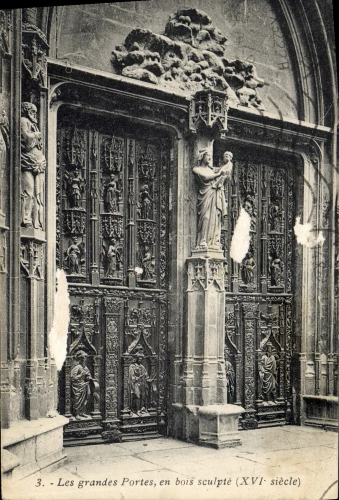 Die Großen Türen, geschnitztes Holz (16. Jahrhundert) — Kathedrale — A. Tomasi, Kunstverlag, Ajaccio (Korsika) - Vorderseite