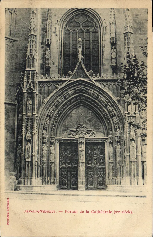 Aix-en-Provence — Portal der Kathedrale (15. Jahrhundert) — Papaterie Germanet - Vorderseite