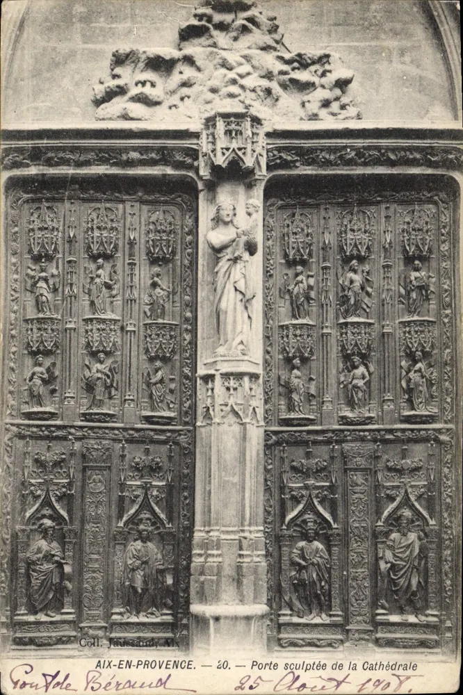 Aix-en-Provence — geschnitzte Pforte der Kathedrale — Sammlung Jaussaud, Nr. 20 - Vorderseite