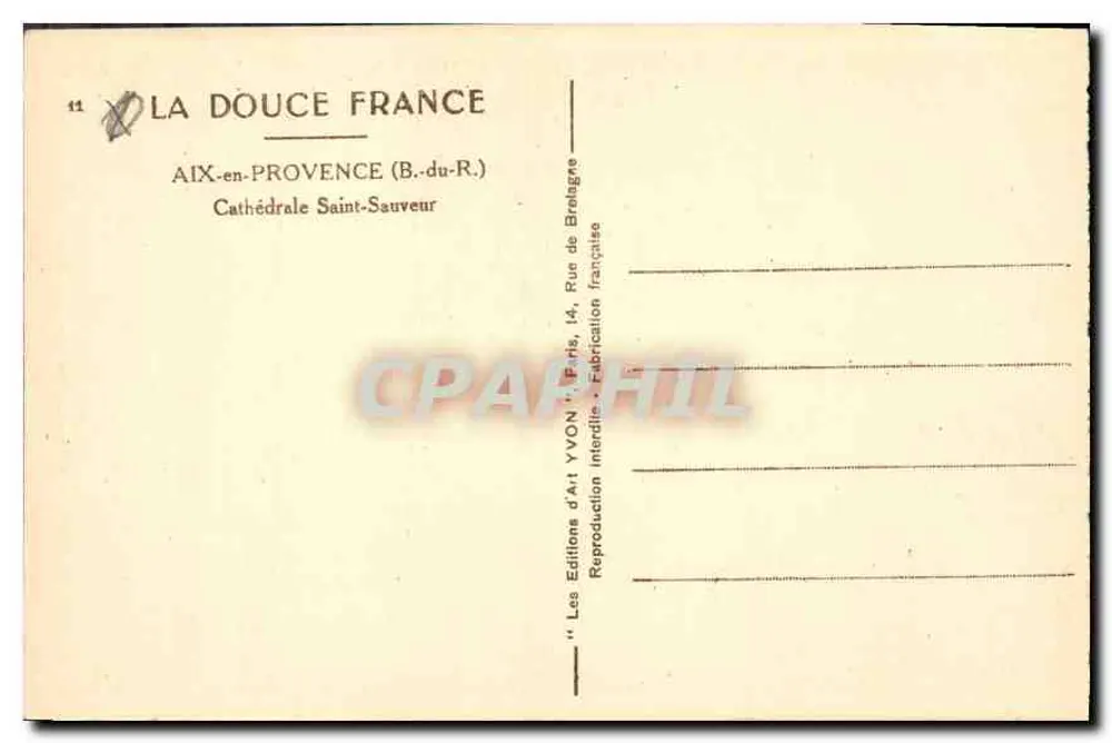 Aix-en-Provence — Kathedrale Saint-Sauveur — Éditions d'Art YVON - Rückseite