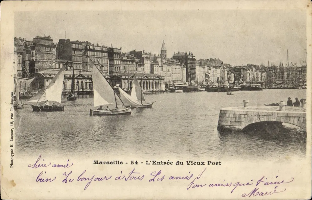 Marseille - Der Eingang zum Alten Hafen — Phototype E. Lacour, 19, rue Thubaneau — n°54 - Vorderseite