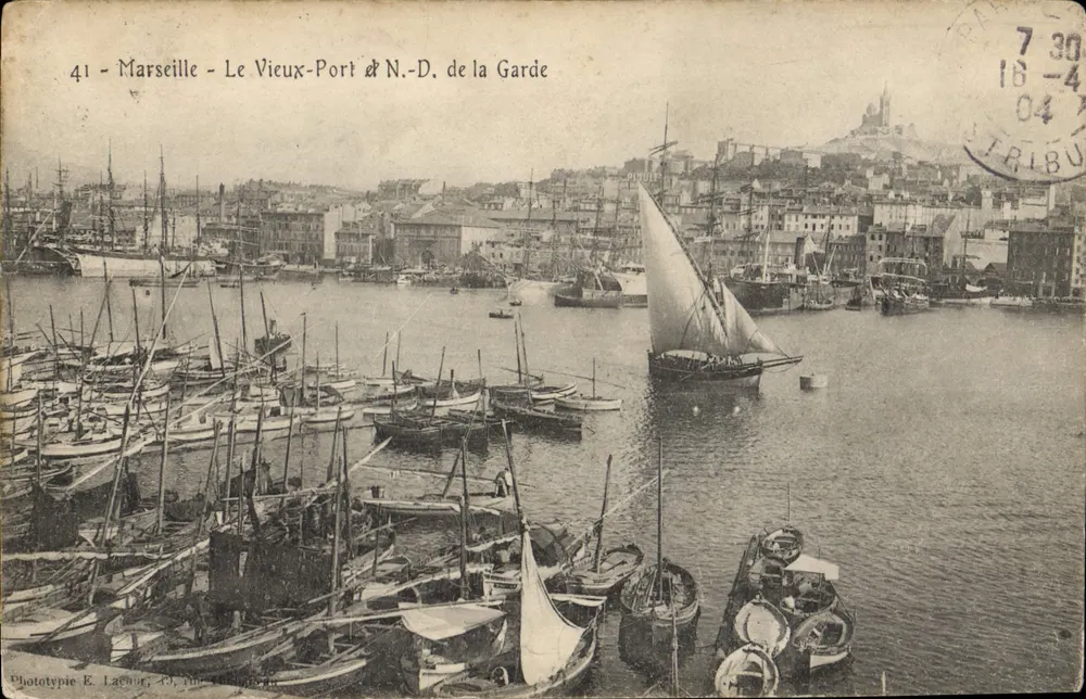 Marseille - Der alte Hafen & N.-D. de la Garde — Phototypie E. Lachour, n°41 - Vorderseite