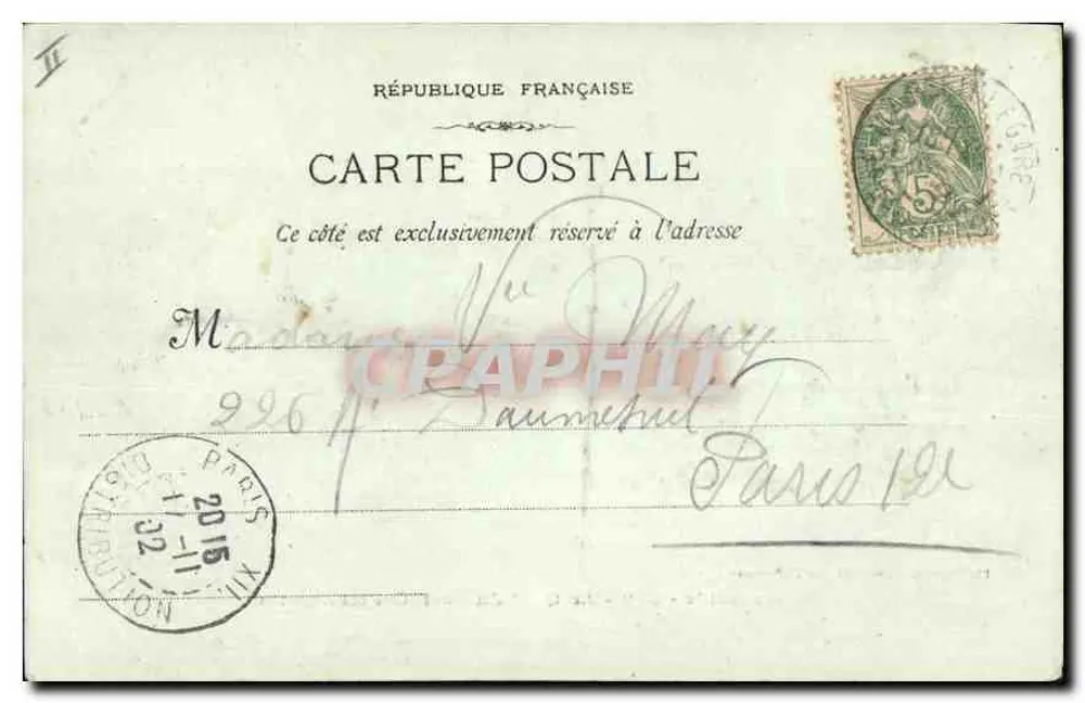 Marseille - Der Kai des Hafens (Seite der Augustiner) — Photographie von J. Leduc, 509 — datiert 16. November 1902 - Rückseite
