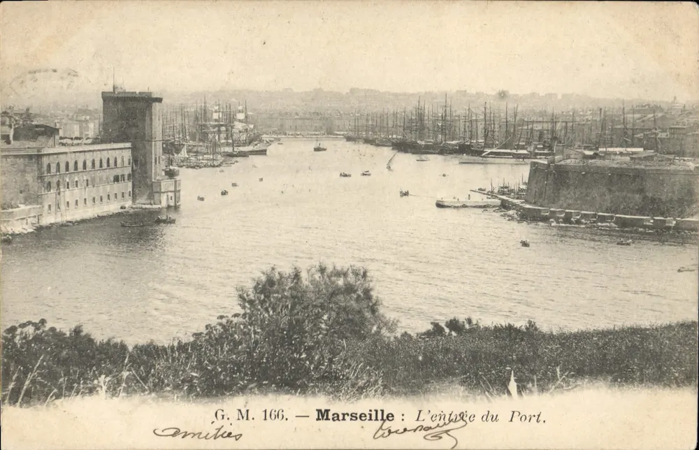 Marseille : A entrada do Port — G. M. 166 — Editor Bonnay - Frente