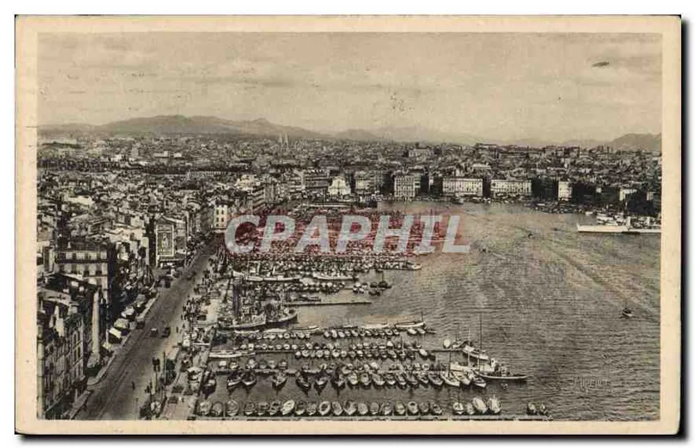 Der alte Hafen vom Pont Transbordeur aus gesehen — Marseille — Verlag M. Rieger, Nr. 363 - Vorderseite