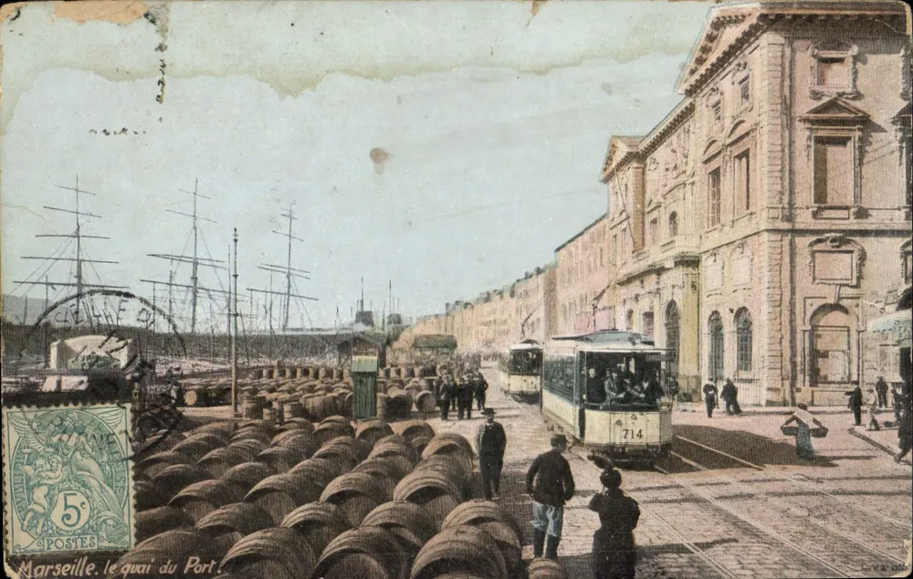 Marselha, o cais do Porto — trem n°714 e barris — editor L.Y. & Co. - Frente