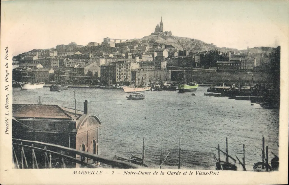 Marseille — Notre-Dame de la Garde und der alte Hafen — Verfahren L. Bisson, 10, Prado-Strand - Vorderseite