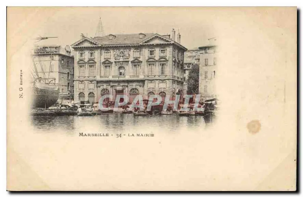 Marselha - A Prefeitura — vista do edifício na margem do porto — N.G. editor, n°34 - Frente
