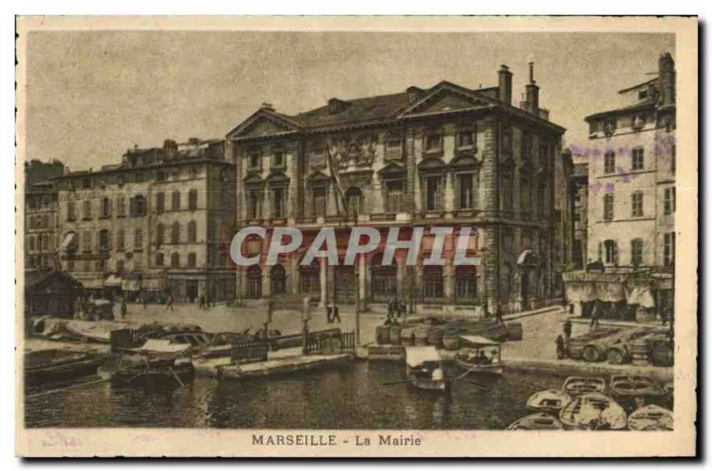 Marselha - A Prefeitura — vista do edifício e do porto — editor Cartes Géva - Frente