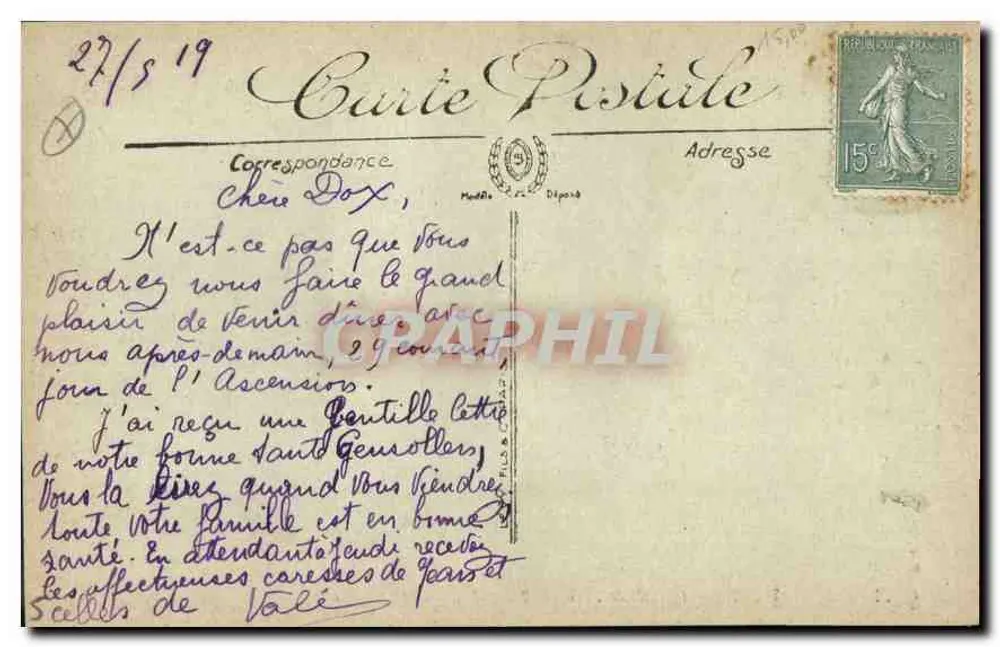 Marselha — O Hotel de Ville — LL. — Sélecta 1776 - Verso