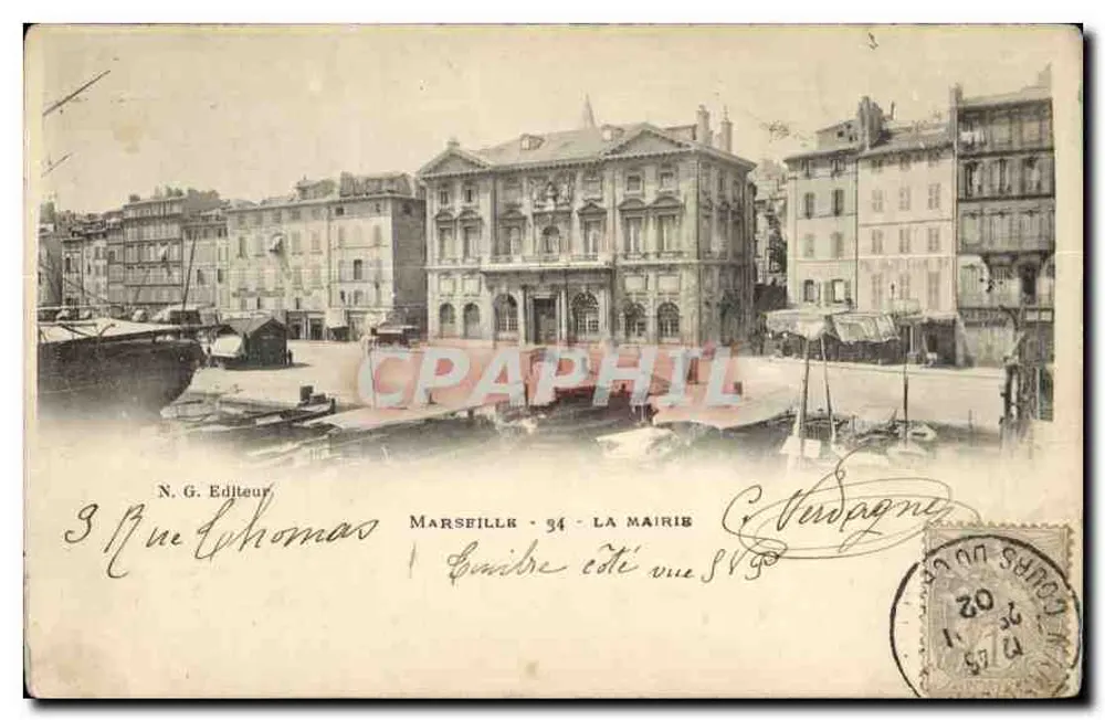 Marseille - De Mairie — uitzicht op de rue Thomas — Uitgever N. G. - Voorkant