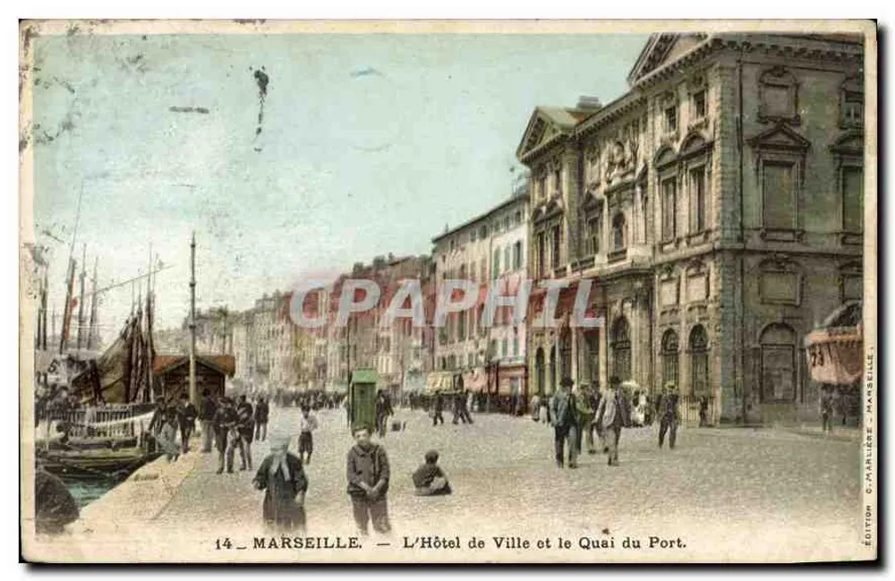 Marseille — Das Rathaus und der Hafenkai — Édition C. Marlière - Marseille - Vorderseite