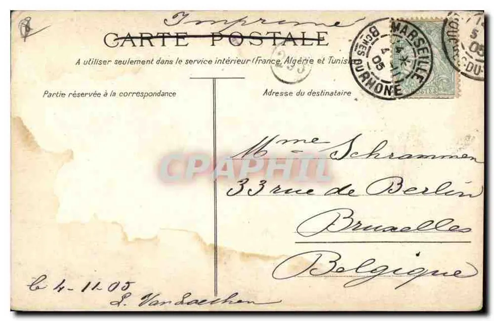 Marseille — Das Rathaus und der Hafenkai — Édition C. Marlière - Marseille - Rückseite