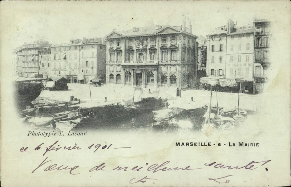 Marseille - De gemeente — uitzicht op de haven — Fototypie E. Lacour, 1901 - Voorkant