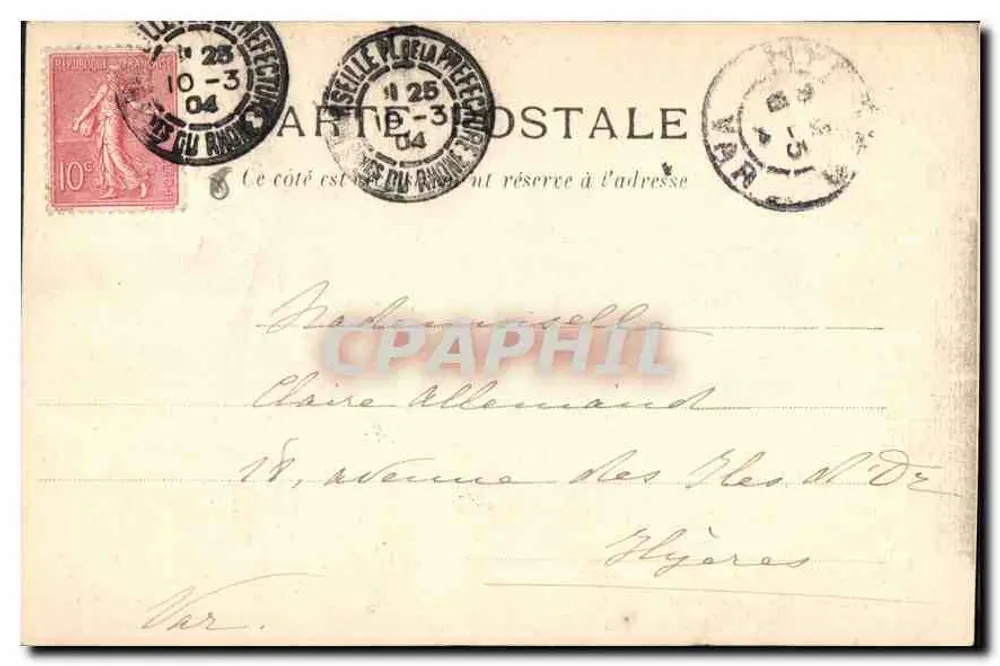 Marseille — Hotel-de-Ville — E. A. B. R. Jeune-Anacharsis - Verso