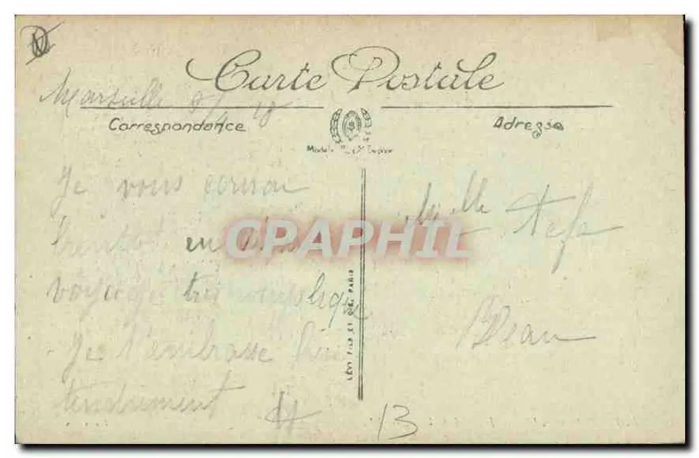 Marselha — O Hotel de Ville — LL. — Selecta - Verso