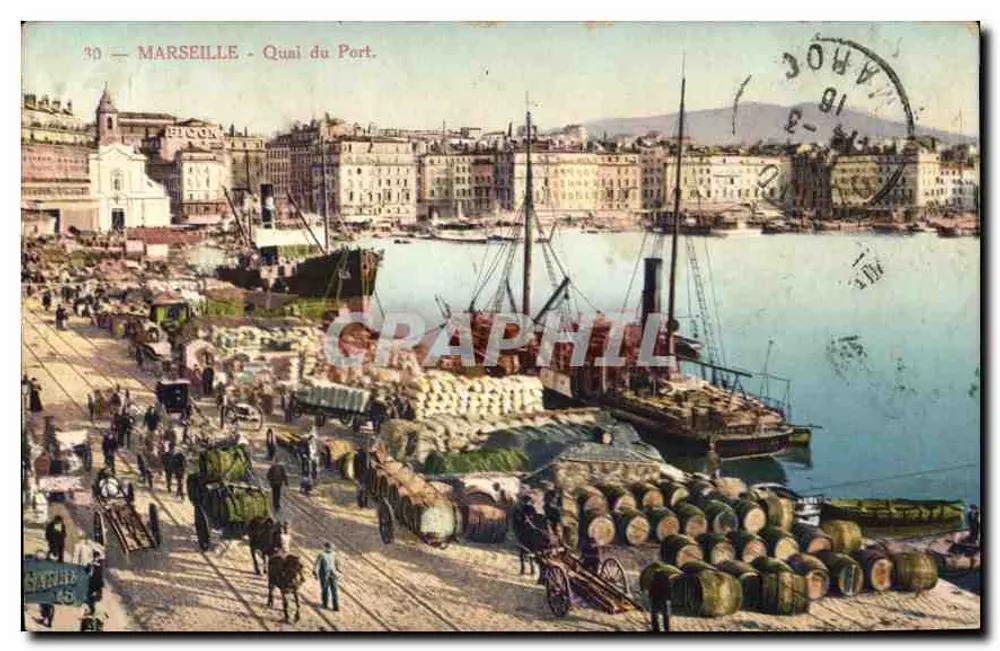 MARSEILLE - Quai do Porto — Bilhete postal antigo n°30, editada por L. Boulon - Frente