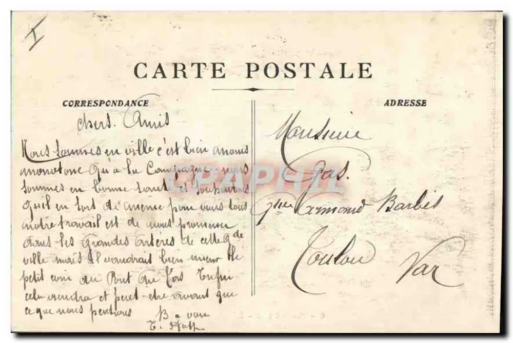 Marselha — O Hotel de Ville — editor C. P. M. n°6 - Verso