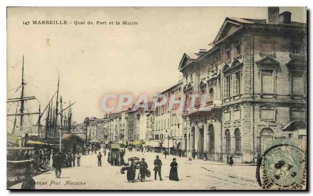 Marseille - Quai du Port und das Rathaus — Serie 147, veröffentlicht von L. Henneae Phot. Marseille - Vorderseite