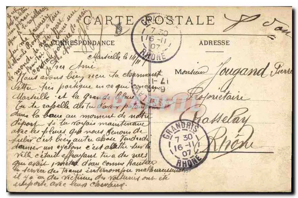 Marseille - Rue du Port und die Grande Caille — Fort St Jean, Verlag N. Houillon - Rückseite
