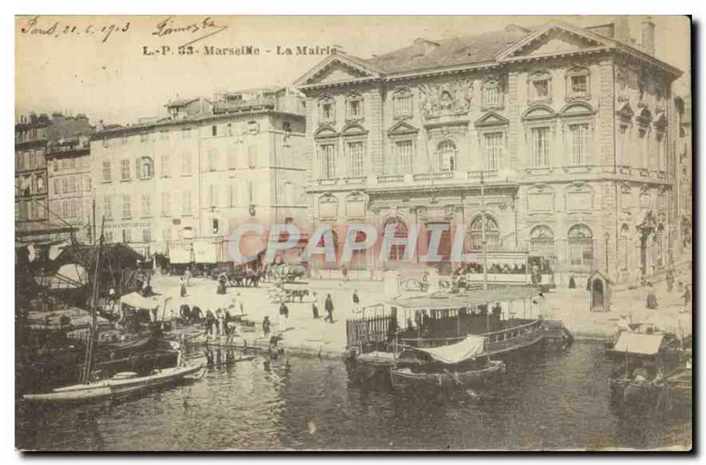 Marseille - A Prefeitura — vista do porto com barcos — L.P. 53 - Frente