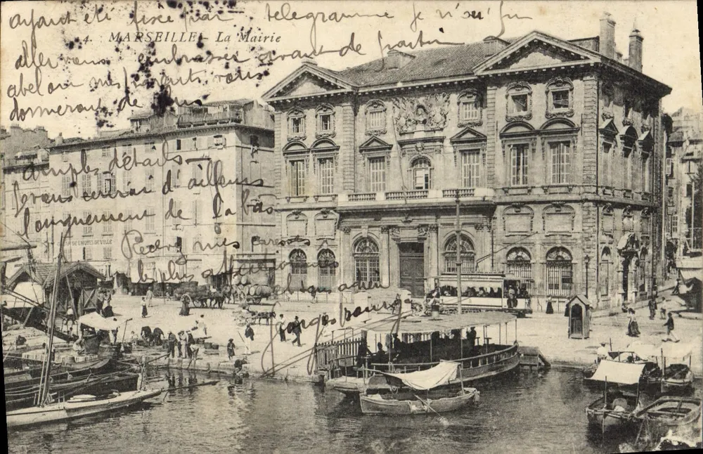 Marselha - A Prefeitura — vista do porto e do prédio municipal — editor L'Évènement de Marseille, n°4 - Frente