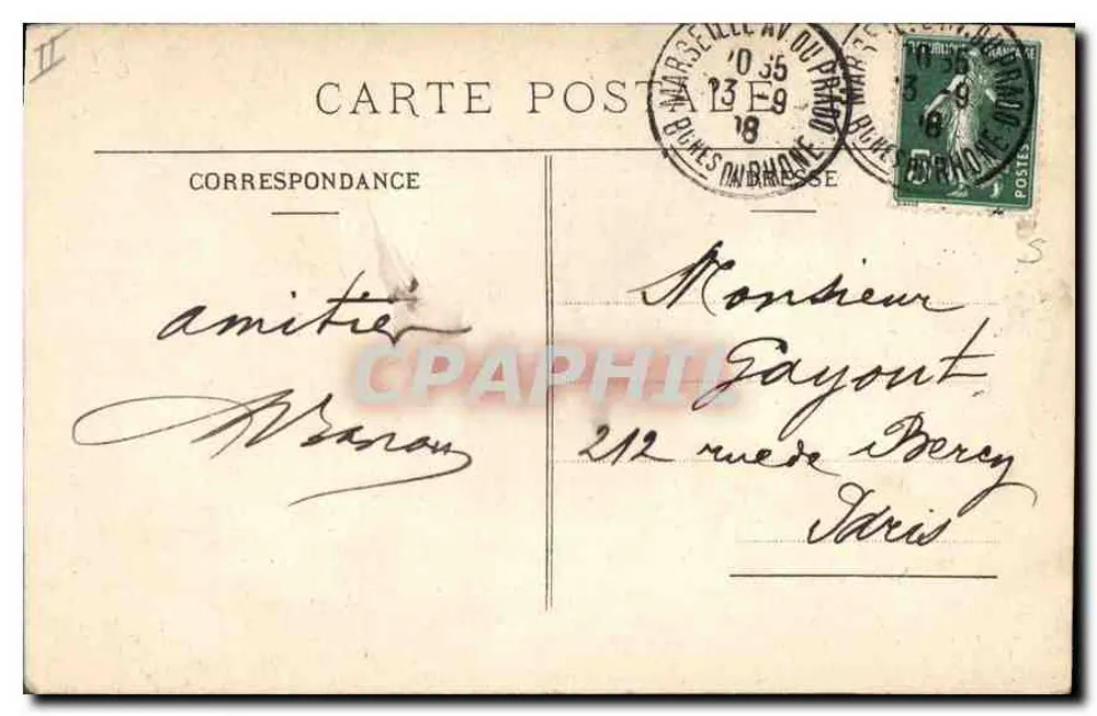 Marseille — Le Phare Saints-Méries — Impr. Nourric & Gadeaux - Verso